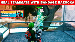 Bandage bazooka back, reload status icon next to crosshair, and a new maki master style. Heal A Teammate With A Bandage Bazooka While Wearing Remedy Outfit Alter Ego Challenges Fortnite 2 Youtube