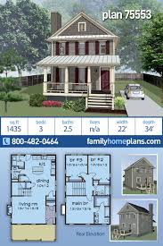 This house having 2 floor, 3 total bedroom, 4 total bathroom, and. Country Style House Plan 75553 With 3 Bed 3 Bath Narrow Lot House Plans Country Style House Plans Sims House Plans