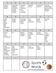 Sports Word Bank Word Bank Words Sports