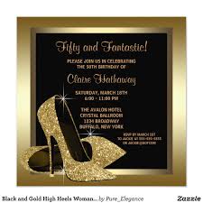 50th Birthday Black And Gold Invitations Black And Gold High Heels Womans 50th Birthday Invitation Zazzle Com 50th Birthday Invitations Black And Gold Invitations Birthday Invitations