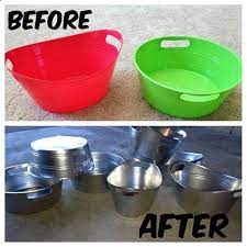 Turn Dollar Store Pails Into Metal Look Tubs Dollar Stores Spray Paint Cans Diy