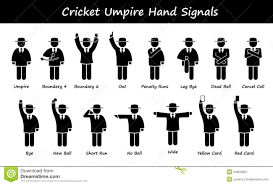 cricket umpire referee hand signals cliparts stock vector