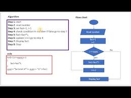 Algorithm And Flowchart For Finding Factorial Of A Number Youtube