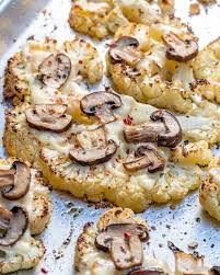 These Clean Eating Cheesy Cauliflower Mushroom Steaks Are Seriously Yummy Clean Food Crush Clean Food Crush Steak And Mushrooms Cauliflower Mushroom