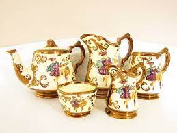 Vintage Wade Lusterware Tea Set Teapot Cream Sugar Stein Jug 5 Piece Festival Pattern 1950s Tea Cups Vintage Tea Sets Vintage Tea Pots