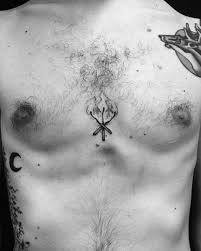 Burning Matchsticks Tattoo Inked On The Sternum Chest Tattoo Chest Tattoo Men Tattoos