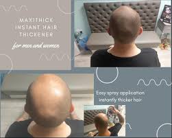 Great looking hair isn't real hair but a spray that matches your hair color, thickens thinning hair, and covers bald spots. Maxithick Instant Hair Thickening Spray