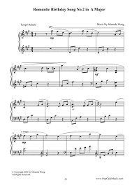 Best Romantic Birthday Song No 2 In A Major Easy Piano Solo By Miranda Wong Music Sheet Download Topmusicsheet Com