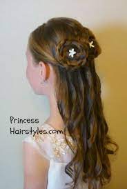 Half Up Rosette Buns Flower Girl Hairstyles Flower Girl Hairstyles Hair Styles Long Hair Styles
