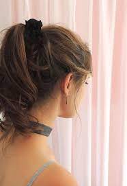 Black Onyx Silk Satin Hair Elastic Scrunchie Tied Up Hairstyles Hair Styles Scrunchie Hairstyles