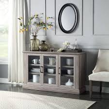 Dark brown appears in two lounge suites, a pendant, logs of wood and books, the perfect accompaniments to a roaring winter fire. Amazon Com Belleze Liam 55 Rustic Farmhouse Wood Sideboard Universal Stand Buffet Cabinet Living Room Glass Storage Grey Wash Buffets Sideboards