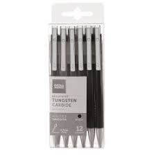 Office Depot Brand Tungsten Carbide Retractable Ballpoint Pens Fine Point 0 7 Mm Black Barrel Black Ink Pack Of 12 Pens Office Depot