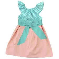 coral mermaid dress teal scales bow