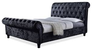 Building a sleigh bed takes the same basic principles that any other wood working project does, in addition to a good amount of patience and attention to detail. Castello Black Velvet Faux Crystal Buttoned Sleigh Platform Bed Traditional Sleigh Beds By Baxton Studio Houzz