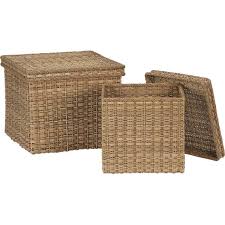 Palma Square Lidded Baskets 29 95 49 95 Lidded Baskets Basket And Crate Crate And Barrel