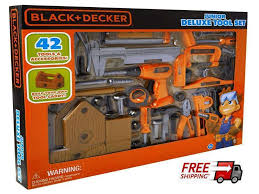 Black And Decker Toy Tool Set Walmart Black Decker Deluxe Toolbox Tool Set And Junior 42 Toy Pcs Kids Boy Gift New Ebay Black Decker Kids Toy Gifts Tool Box