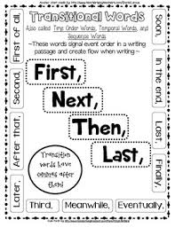 transition words anchor chart worksheets teaching