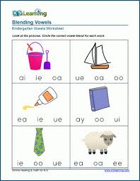 Blends means two or more letters come together to make a particular sound/word. Vowel Blends Worksheets For Preschool And Kindergarten K5 Learning