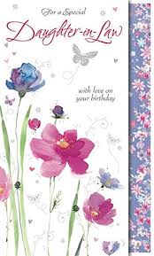 Flowers for daughter in law birthday. Greeting Cards Invitations Daughter In Law On Your Birthday Flowers Butterfly Design Happy Birthday Card Home Garden