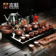 言艺家居旗舰店 言艺茶具套装功夫茶具紫砂正品特价陶瓷茶具茶壶茶杯实木茶盘 v60 coffee coffee kitchen appliances