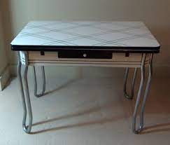 Antique metal kitchen tables expands synonyms for sad. 1940 S Vintage Enamel Porcelain Table Black By Midcenturyseattle 299 99 Vintage Kitchen Unique Furniture Table