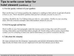 A person who owns or manages a hotel. Hotel Steward Cover Letter