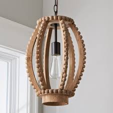 Boho Wood Beaded Pendant Large