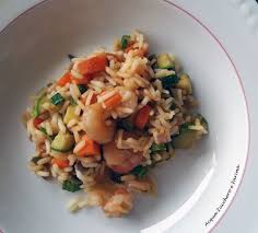 Il riso basmati con verdure prende ispirazione da una ricetta tipica thailandese. Riso Basmati Con Verdure E Gamberi Saltati Acqua Zucchero E Farina