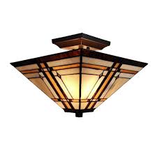 Amora Lighting 2 Light Tiffany Style Mission Pendant With Glass Shade Am085cl14b The Home Depot In 2020 Metal Ceiling Lighting Glass Ceiling Lights Tiffany Style
