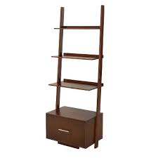 Kalien leaning bookcase with display shelves and one drawer, dark brownby baxton studio. 69 American Heritage Ladder Bookcase With File Drawer Espresso Breighton Home Target