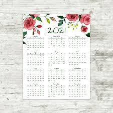 #1 source for any calendar needs. 2021 Year At A Glance Calendar Red Roses Printable Calendar Printables By Cottonwood Whispers