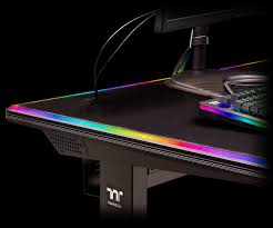 The rgb lighting goes from the sides of the desk all the way down from the support to the foot of the desk. Level 20 Battlestation Rgb Gaming Desk
