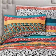 Softta twin xl bedding grey duvet cover 3 pcs boho fringed vintage and shabby tassel and ruffle bohemian quilt cover 100% washed cotton baby teen girls bedding. Twin Twin Xl 5pc Boho Stripe Comforter Set Turquoise Tangerine Lush Decor Target