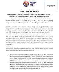 Kuala lumpur, 16 november 2020: Pengeluaran I Sinar Kwsp Akaun 1 Zik My