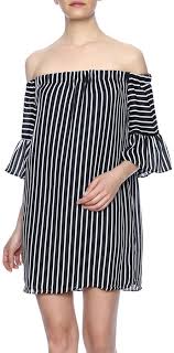 Walk The Line Vertical Stripes Off Shoulder Outfits Off Shoulder Dress Short Dresses