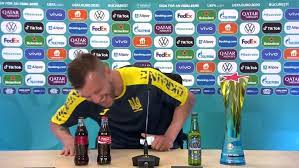 Twitter) ukrainian star andriy yarmolenko was in a mischievous mood after their win over north macedonia in a euro 2020 game on. Romania Yarmolenko Asks Coca Cola And Heineken To Contact Him As He Moves Bottles Closer Video Ruptly