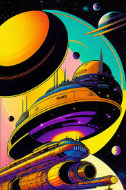 Lexica - Retro space captain comic art. Comic book cover art.  Photorealistic ink art. Techno sci fi. Maximalist surrealism.