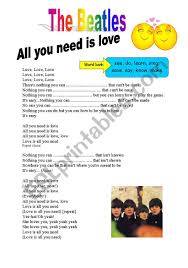 The Beatles All You Need Is Love Esl Worksheet By Myszunia