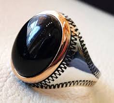 Obsidian Black Aqeeq Men Ring Natural Stone By Abumariamjewels Mens Rings Fashion Mens Gemstone Rings Rings For Men