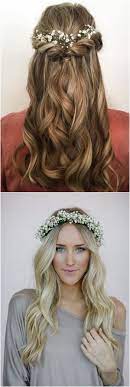 Long Wedding Hairstyles With Baby S Breath Hair Styles Wedding Hairstyles Bride Bride Hairstyles