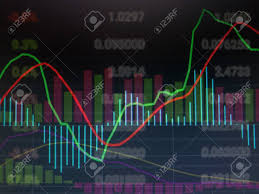 stock market trading graph with indicators business candles