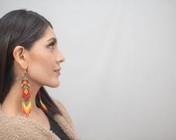 Geometric Boho Earrings, Native American Beaded Earrings, Pop Art Jewelry,  Gifts for Her, Unique Funky