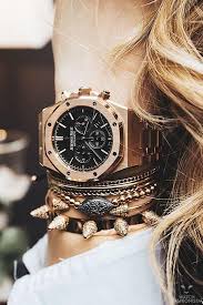 Black And Rose Gold Watch Womens Rose Gold Stack Women S Audemars Piguet Ap Royal Oak Black Dial Full Rose Gold Stack Relogios Fashion Relogio Feminino Relogios Femininos