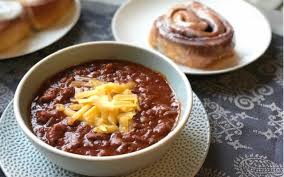 For white bean or vegetarian chili, try pairing it with something sweet and delectable such as a blackberry pie or peach cobbler. The Truth About Chili And Cinnamon Rolls What S Cooking America