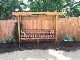 The cool little bench at the bottom is a super cute place where your kids can either have lunch and enjoy the outdoors or even just color on some coloring books and have. How To Build A Pergola With A Built In Bench Diy