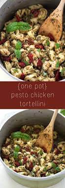 Creamy chicken tortellini soup has lots of veggies and the perfect seasoning blend. One Pot Pesto Chicken Tortellini Chelsea S Messy Apron Pesto Chicken Recipes Chicken Tortellini