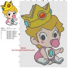 Baby Princess Peach Super Mario Bros Videogame Character Free Cross Stitch Pattern T2 Jpg 580 580 Strijkkralen Borduren Parels