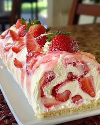 WittyCook - Heavenly Strawberry Shortcake Cheesecake Roll 🍓🍰🌟  Ingredients: Sponge Cake: - 4 large eggs, room temperature - 3/4 cup  granulated sugar - 1 tsp vanilla extract - 3/4 cup all-purpose flour -