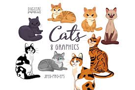 Personally and commercially clipart is used very excessively. Cats Clipart Set Graphic By Digitalpapers Creative Fabrica