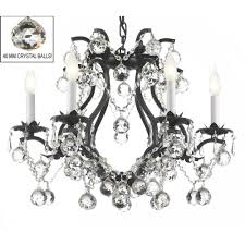 Black Wrought Iron And Crystal Chandelier Charles Serouya Son Versailles 6 Light Wrought Iron And Crystal Chandelier In Black With 40mm Crystal Balls Crystal Chandelier Lighting Wrought Iron Chandeliers Black Chandelier